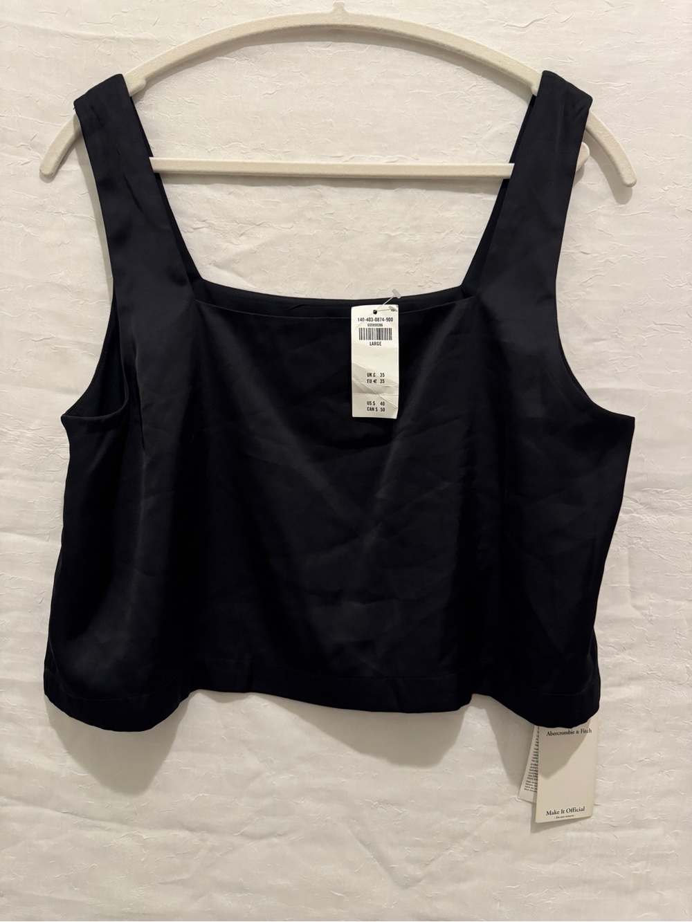 Abercrombie & Fitch Black Satin Square-Neck Crop Tank - Picture 2 of 3